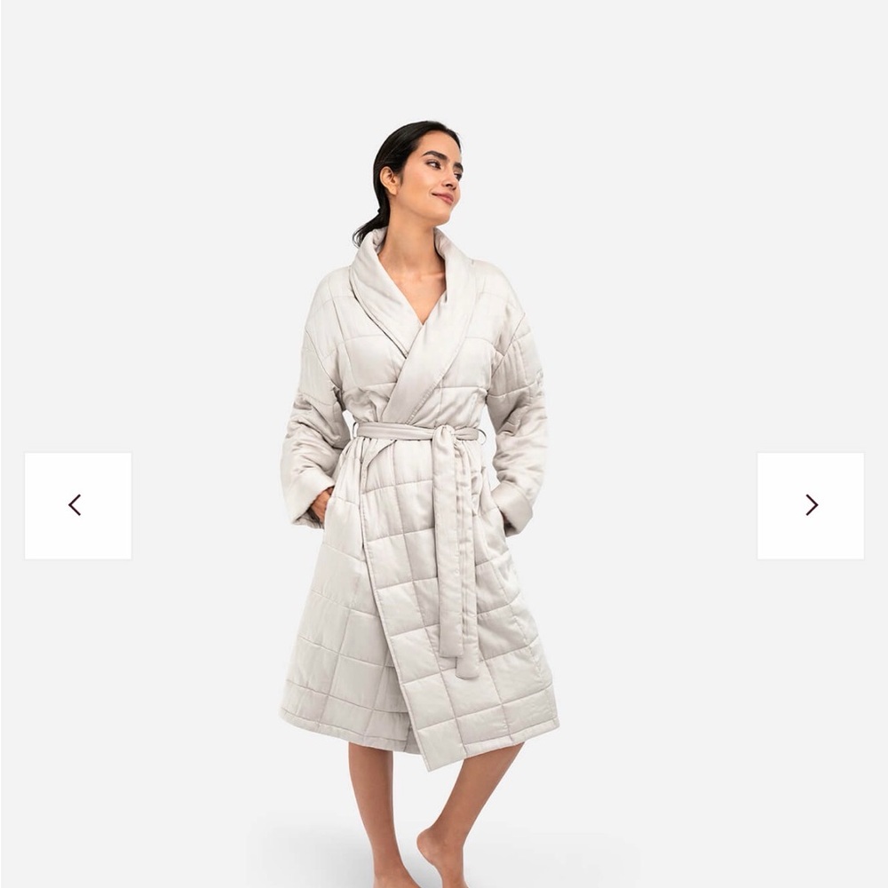 Sunday citizen tensely Quilted Shawl-Collar Robe in Light Gray